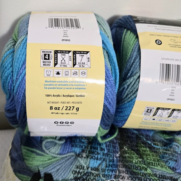 Caron Cinnamon Swirl Cakes Yarn Bay Blue Green Acrylic Knit Crochet 4 Ct Craftin - Picture 3 of 5